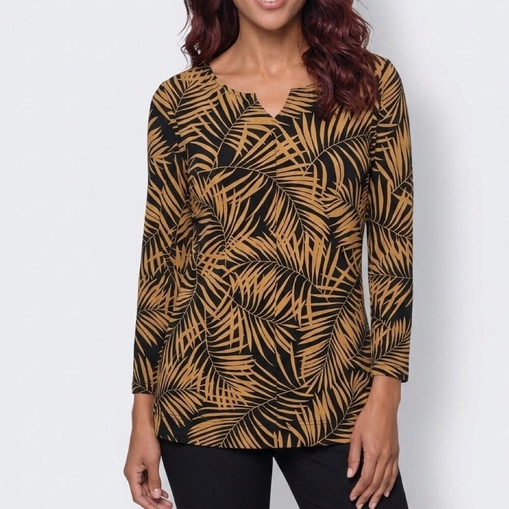 DT Collection Women’s Small Palm Leaf Tunic – Black & Tan